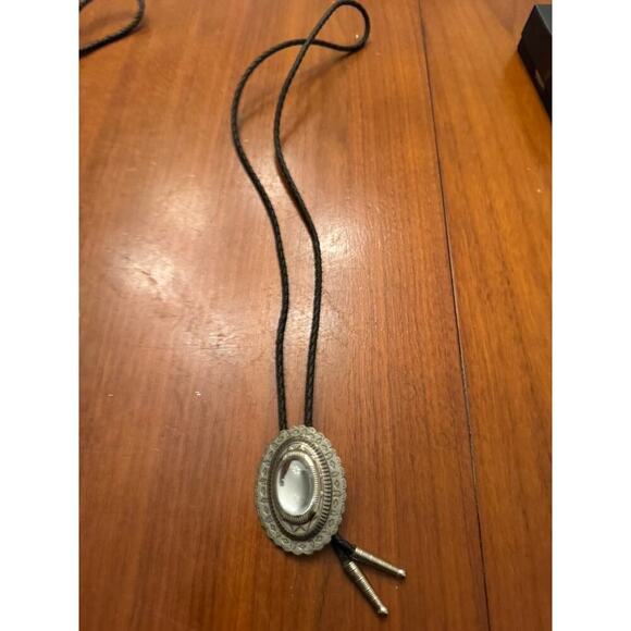 Men’s‎ Vintage Oval Clear Stone Bolo Tie Western Cowboy Southwest - Picture 4 of 8